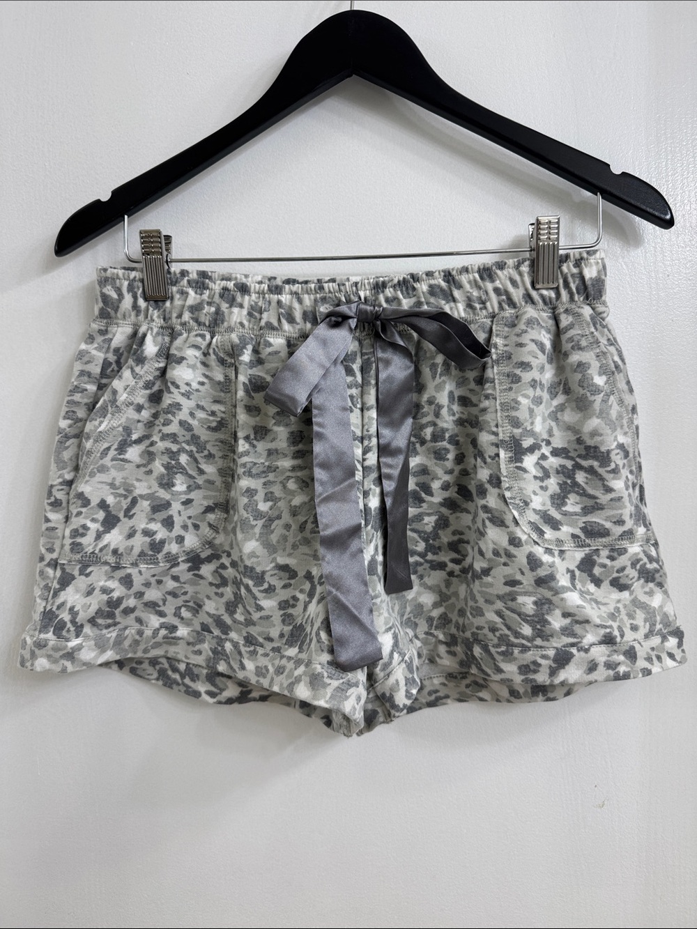 Flora Nikrooz Grey Leopard Print Satin Tie Lounge Shorts